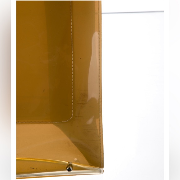 Barry Kieselstein-Cord vintage vinyl pale yellow / brown top handle bag acrylic - Picture 4 of 6